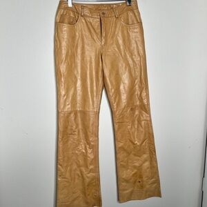 VTG Y2K 90’s Express Tan Leather Pants Size 7/8 Women’s